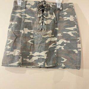 Forever 21 Camouflage Lace-Up Mini Skirt